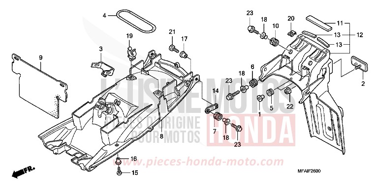 REAR FENDER for CBF1000 ABS QUASAR SILVER METALLIC (NHA48) from 2009